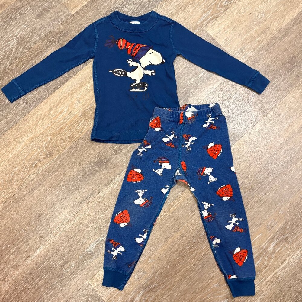 Hanna Andersson Snoopy Skating Long John Pajamas 3T 90